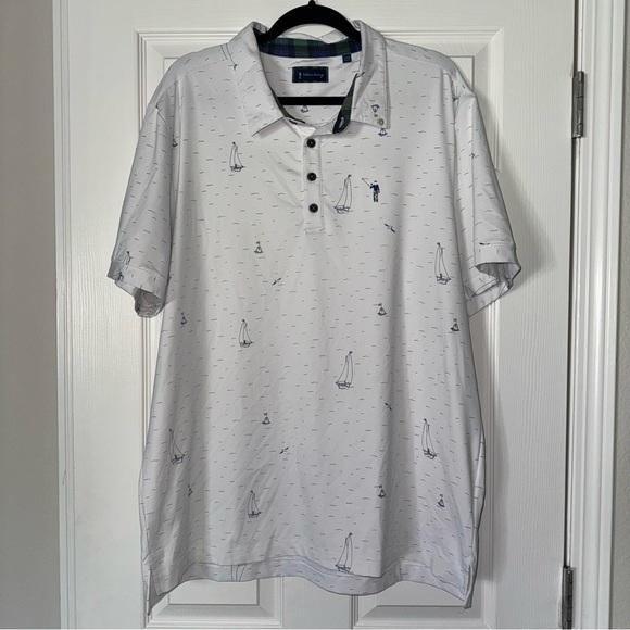 William Murray Golf Other - William Murray Golf White & Blue Boat Print Polo